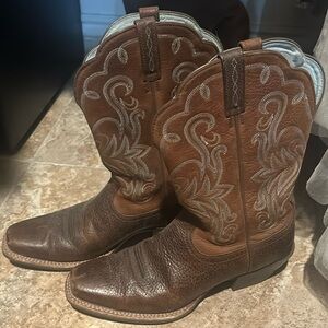 Dark brown leather western boots
